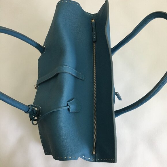 NWT Nagatani Made in Japan Large Tote w/Dust bag Blue Leather - Picture 10 of 16